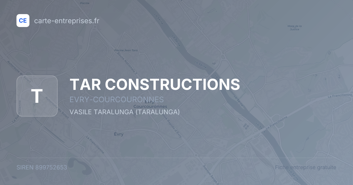 TAR CONSTRUCTIONS — 899752653 — fiche entreprise