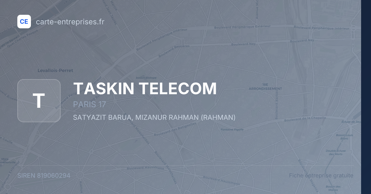 TASKIN TELECOM — 819060294 — fiche entreprise