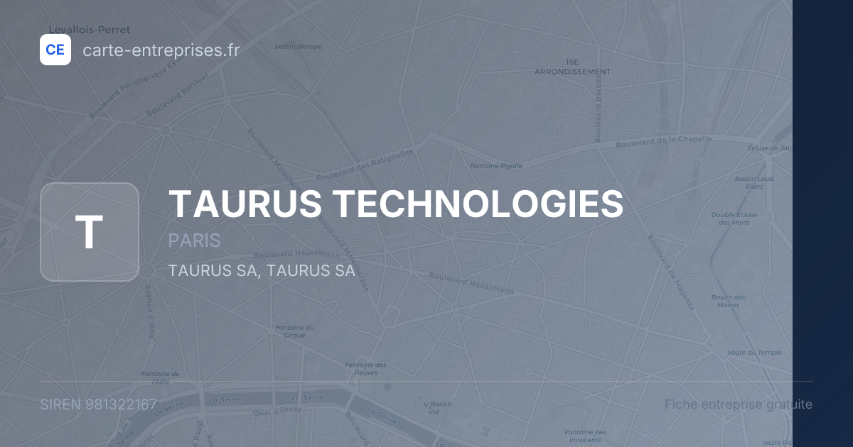 TAURUS TECHNOLOGIES — 981322167 — fiche entreprise