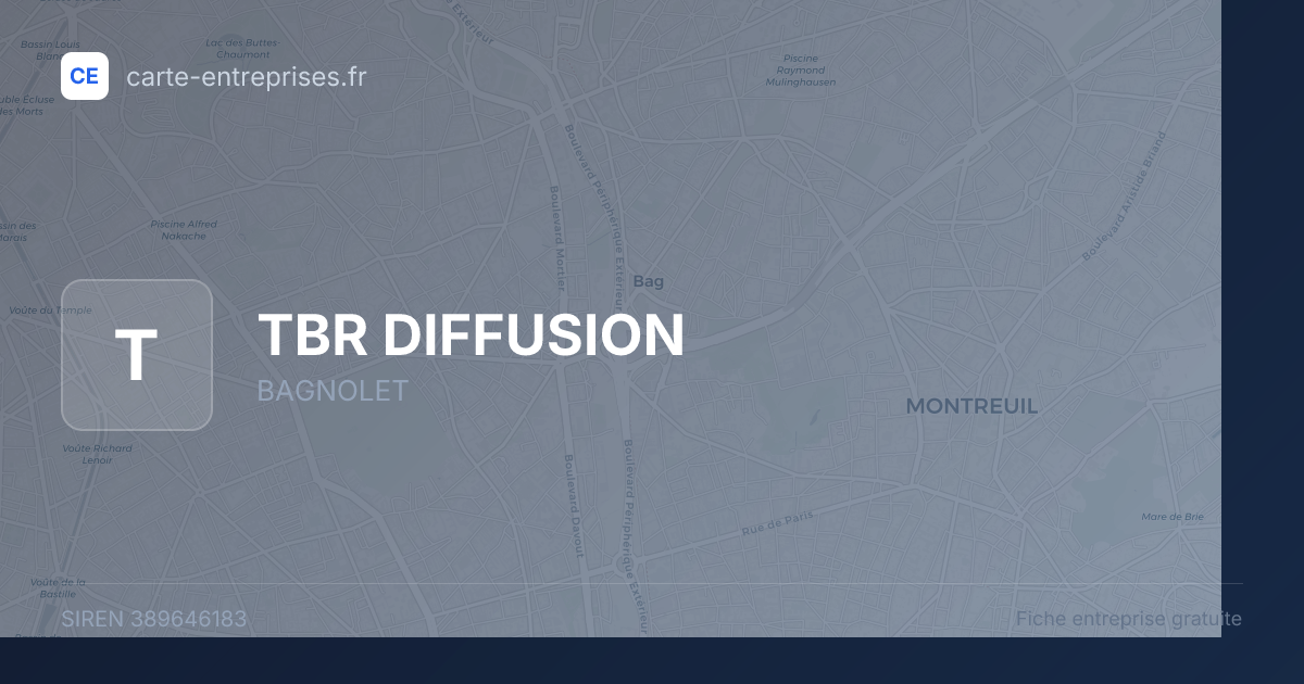 TBR DIFFUSION — 389646183 — fiche entreprise