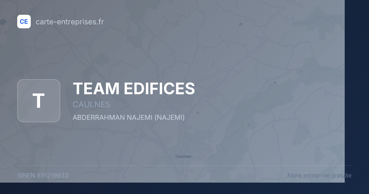 TEAM EDIFICES — 891219933 — fiche entreprise
