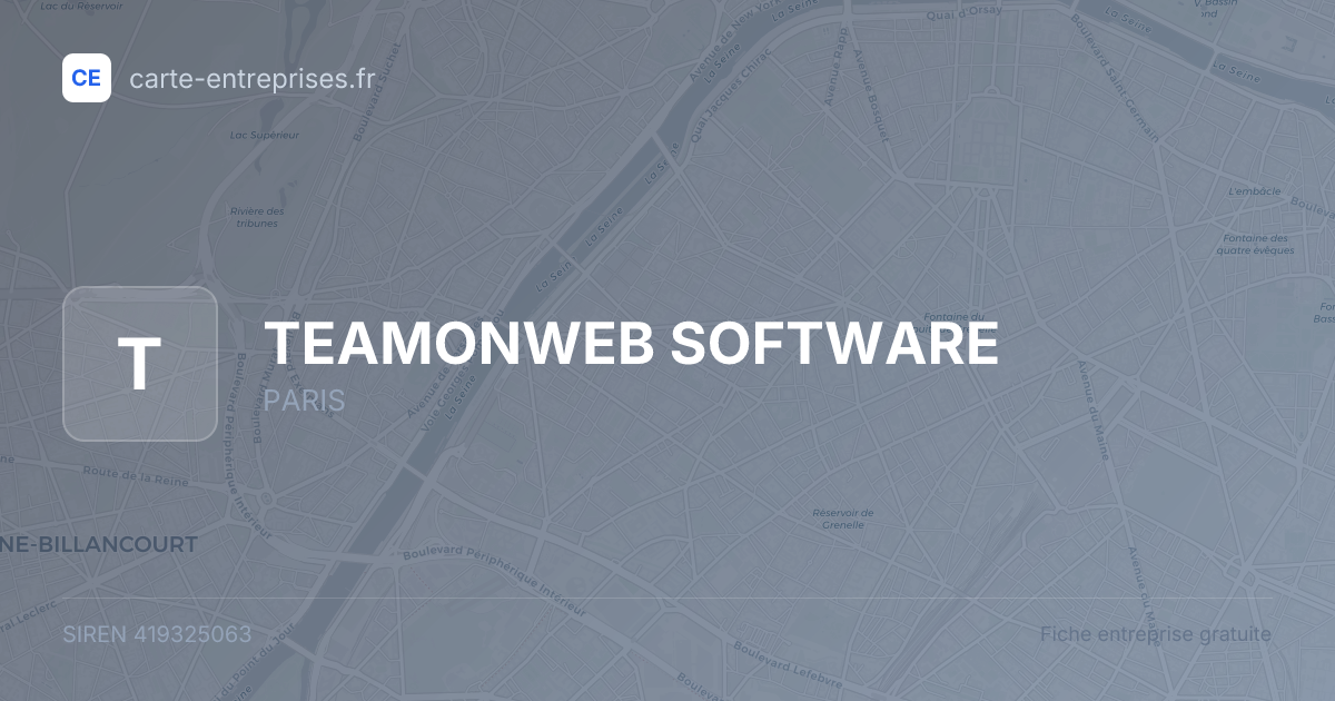 TEAMONWEB SOFTWARE — 419325063 — fiche entreprise