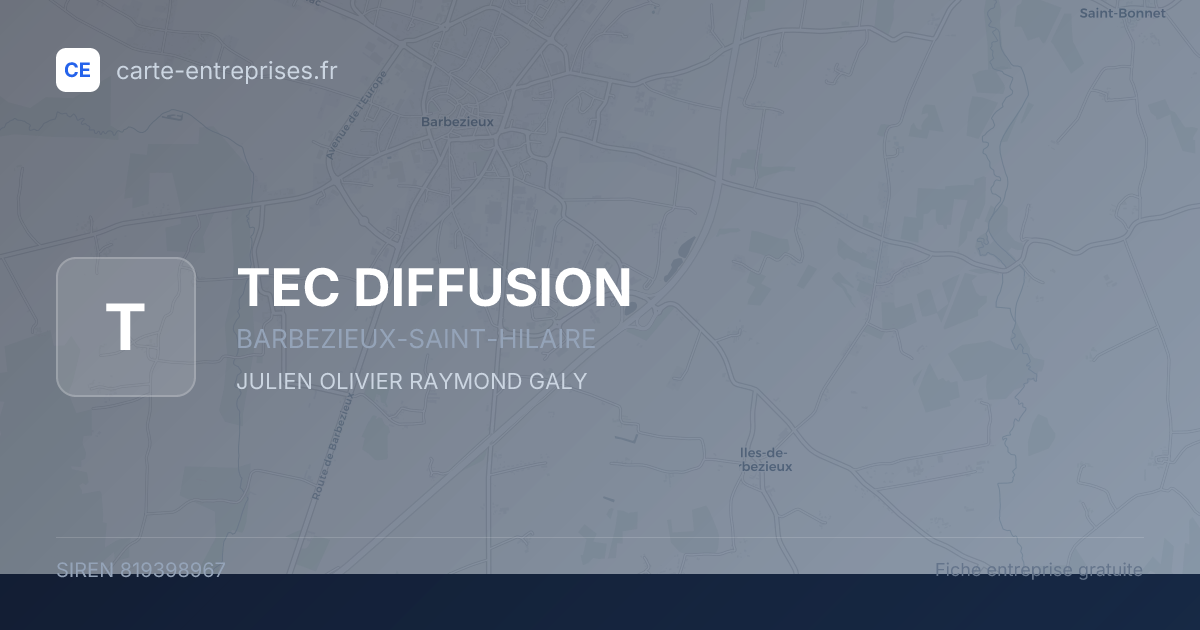 TEC DIFFUSION — 819398967 — fiche entreprise