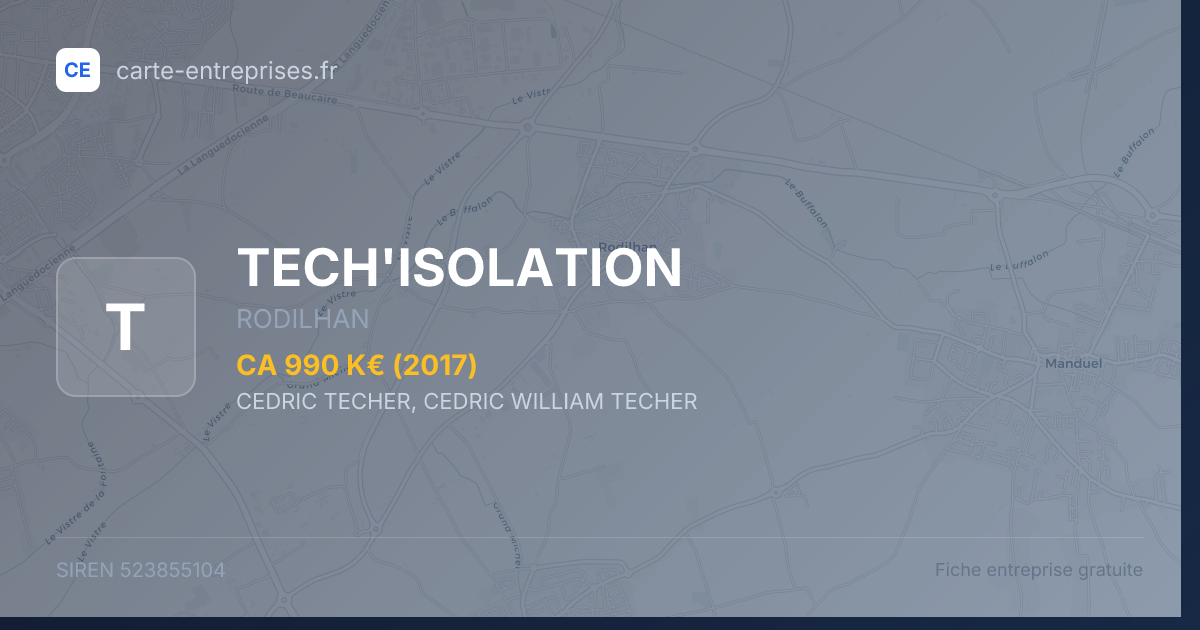 TECH'ISOLATION — 523855104 — fiche entreprise