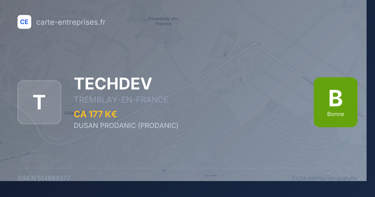 TECHDEV — 514889377 — fiche entreprise