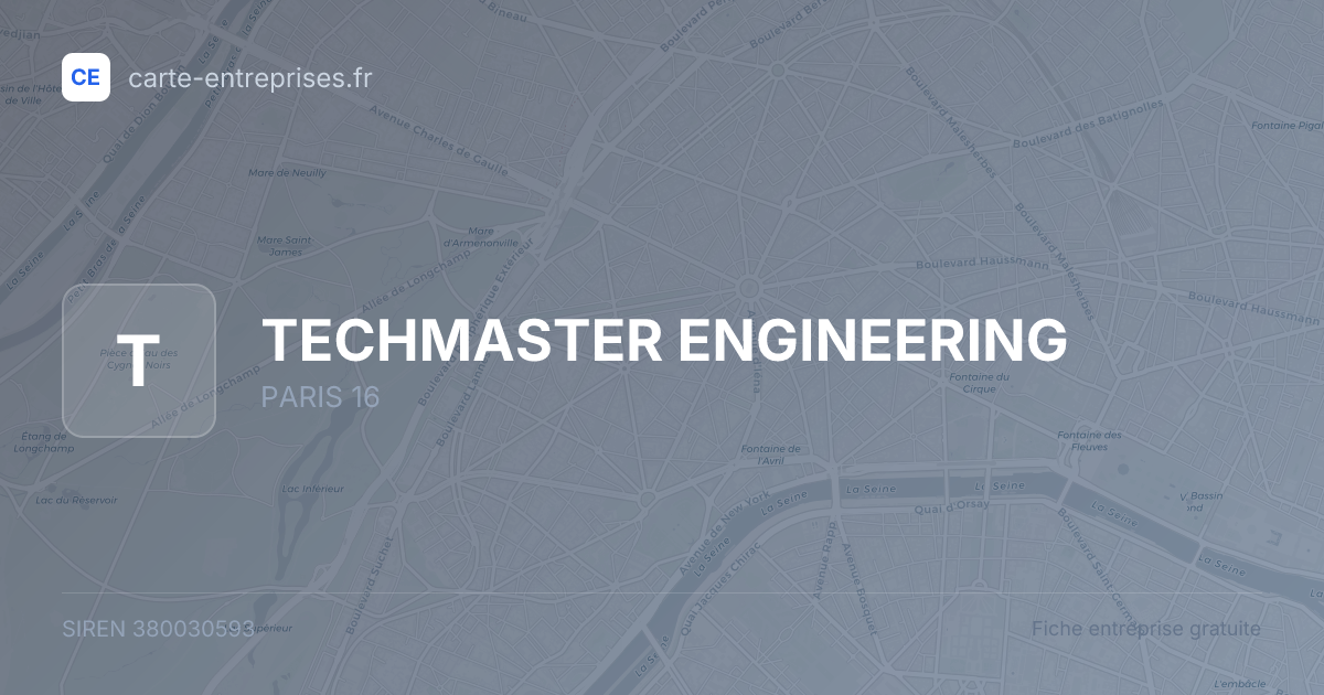 TECHMASTER ENGINEERING — 380030593 — fiche entreprise