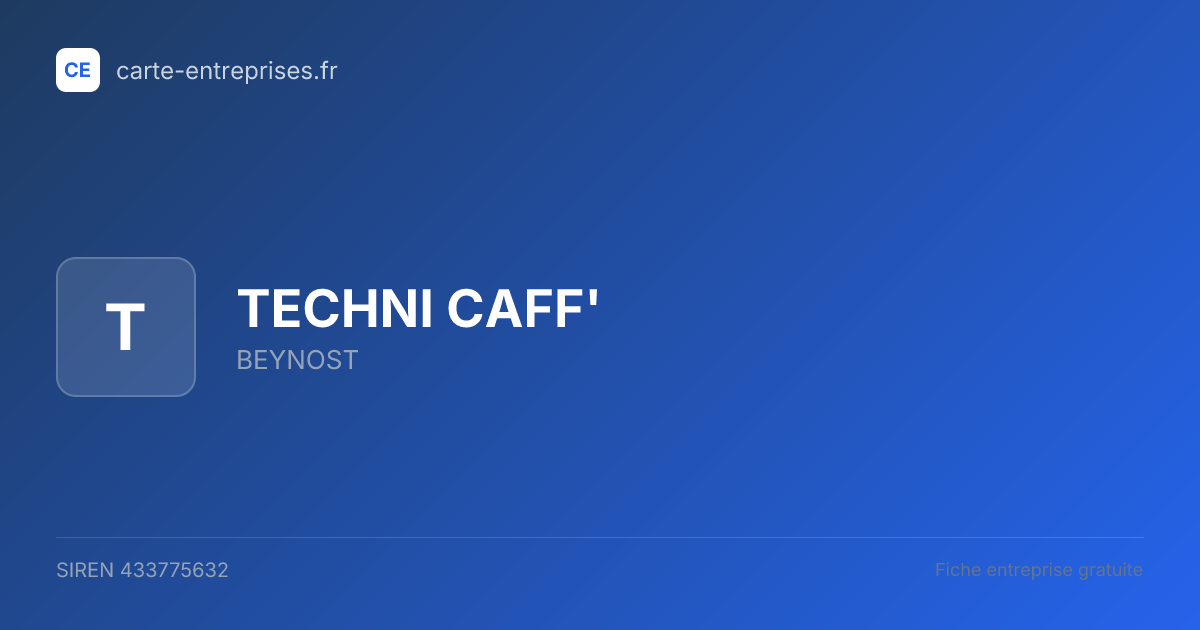 TECHNI CAFF' — 433775632 — fiche entreprise