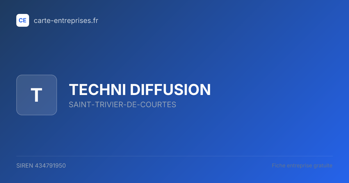 TECHNI DIFFUSION — 434791950 — fiche entreprise
