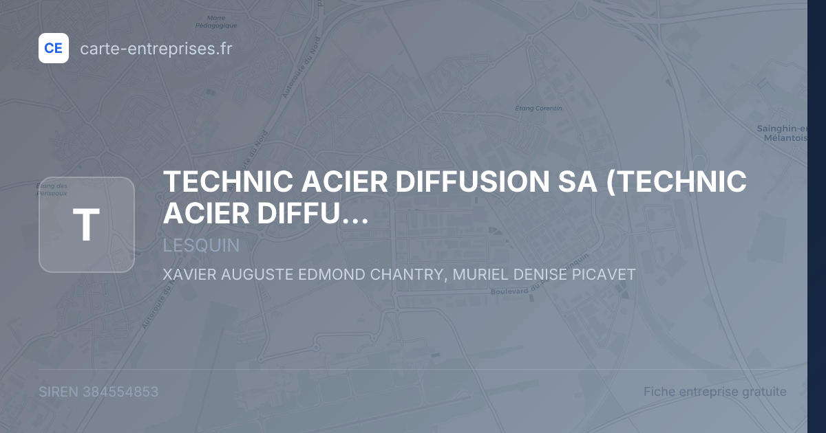 TECHNIC ACIER DIFFUSION SA (TECHNIC ACIER DIFFUSION) — 384554853 — fiche entreprise