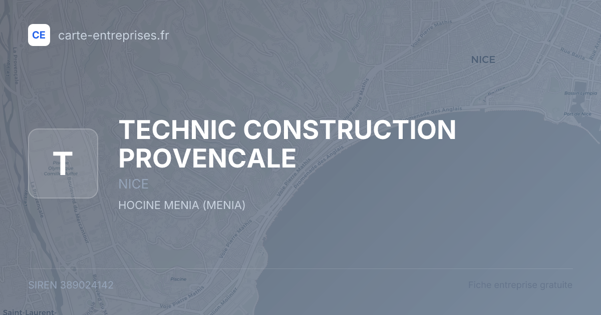 TECHNIC CONSTRUCTION PROVENCALE — 389024142 — fiche entreprise
