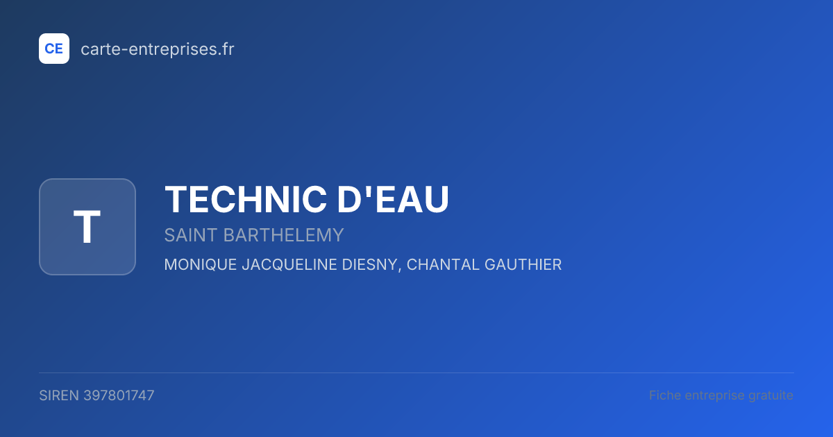 TECHNIC D'EAU — 397801747 — fiche entreprise