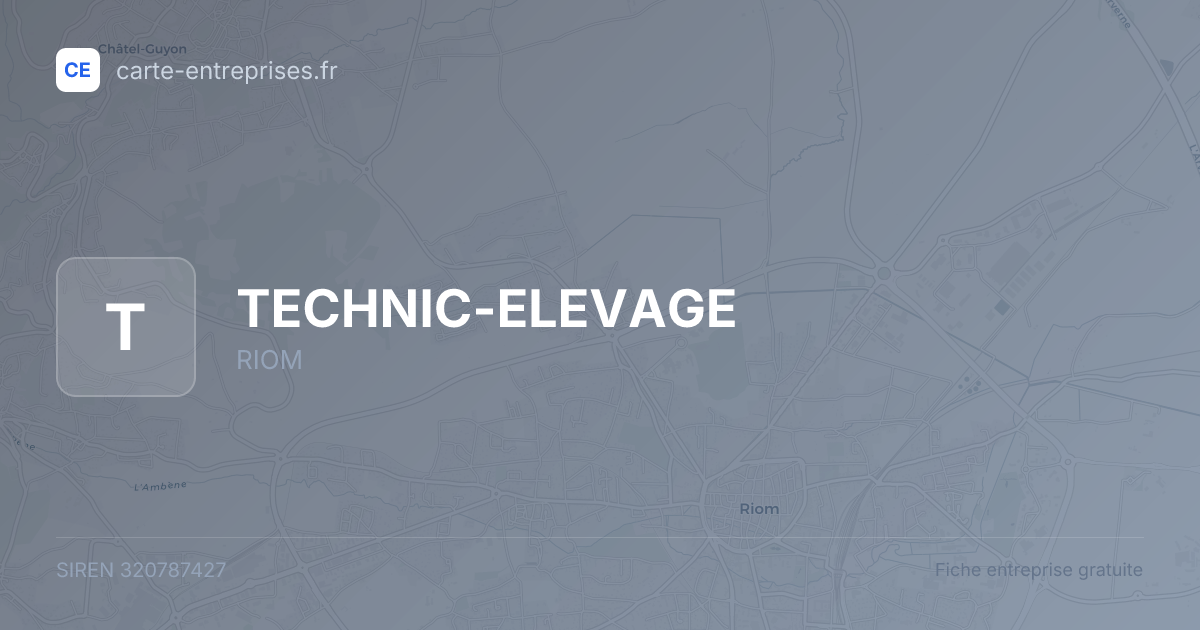 TECHNIC-ELEVAGE — 320787427 — fiche entreprise