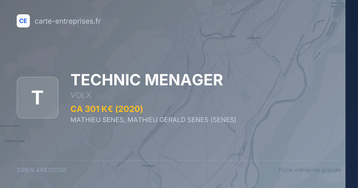 TECHNIC MENAGER — 448701136 — fiche entreprise