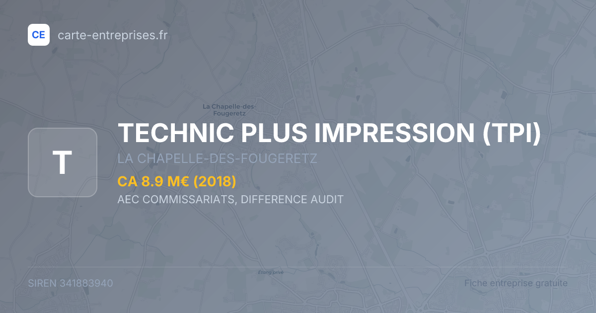 TECHNIC PLUS IMPRESSION (TPI) — 341883940 — fiche entreprise