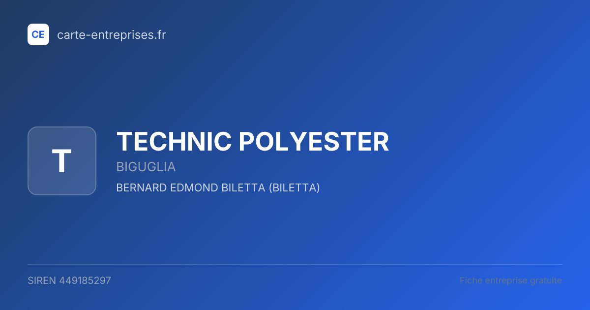 TECHNIC POLYESTER — 449185297 — fiche entreprise