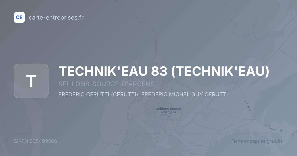 TECHNIK'EAU 83 (TECHNIK'EAU) — 835409566 — fiche entreprise