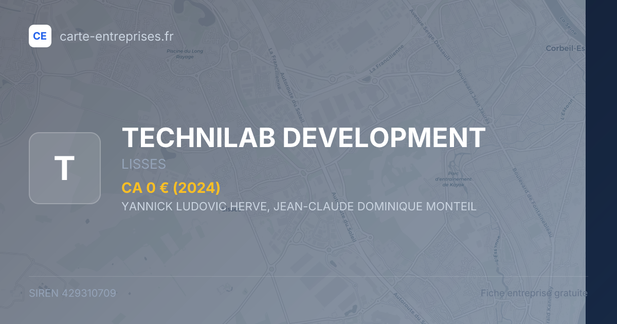 TECHNILAB DEVELOPMENT — 429310709 — fiche entreprise