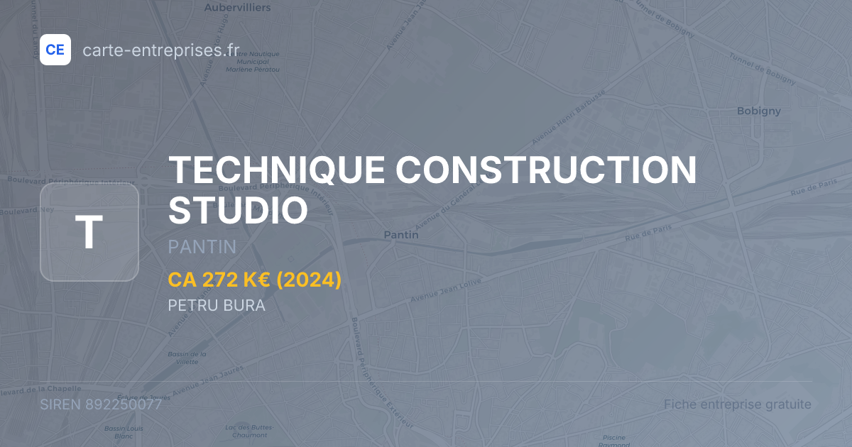 TECHNIQUE CONSTRUCTION STUDIO — 892250077 — fiche entreprise