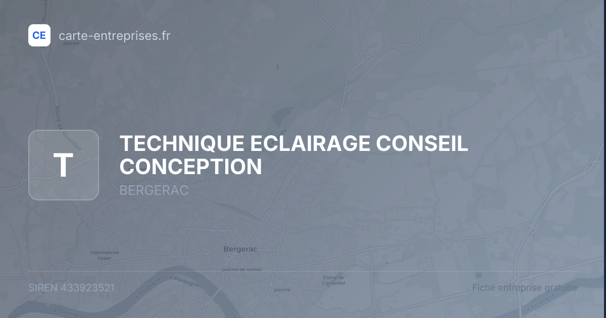 TECHNIQUE ECLAIRAGE CONSEIL CONCEPTION — 433923521 — fiche entreprise