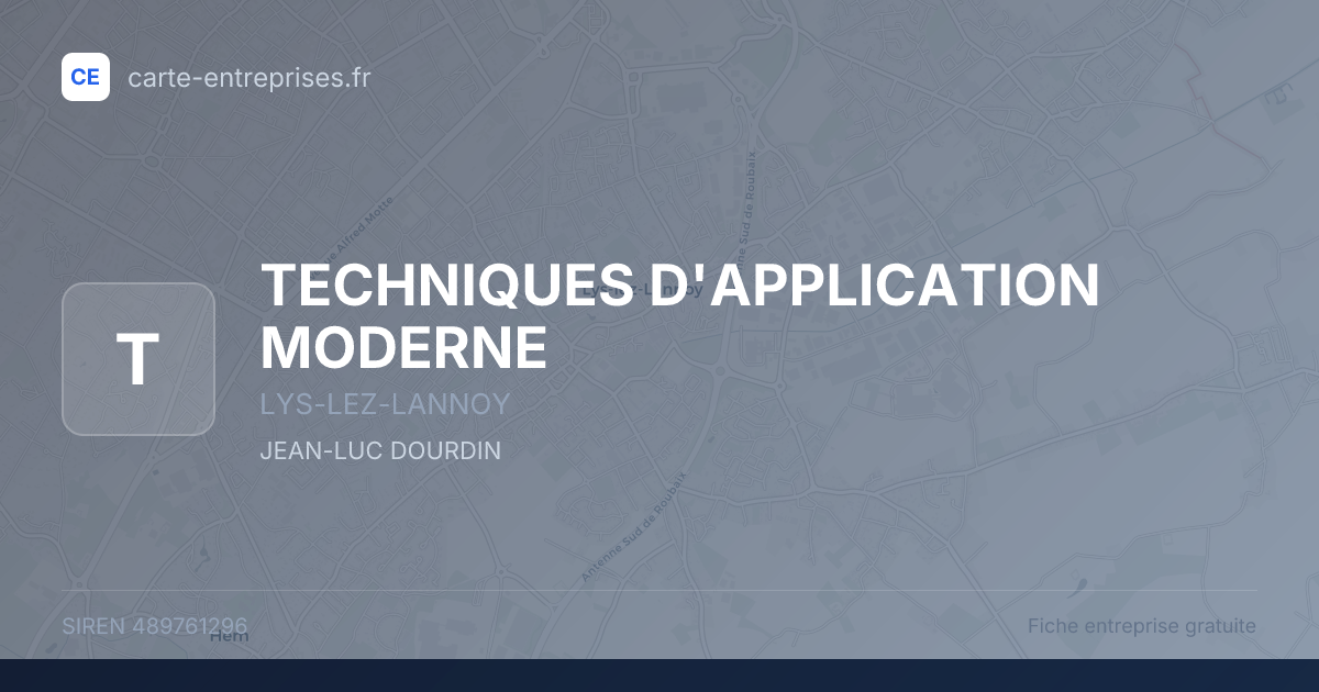 TECHNIQUES D'APPLICATION MODERNE — 489761296 — fiche entreprise