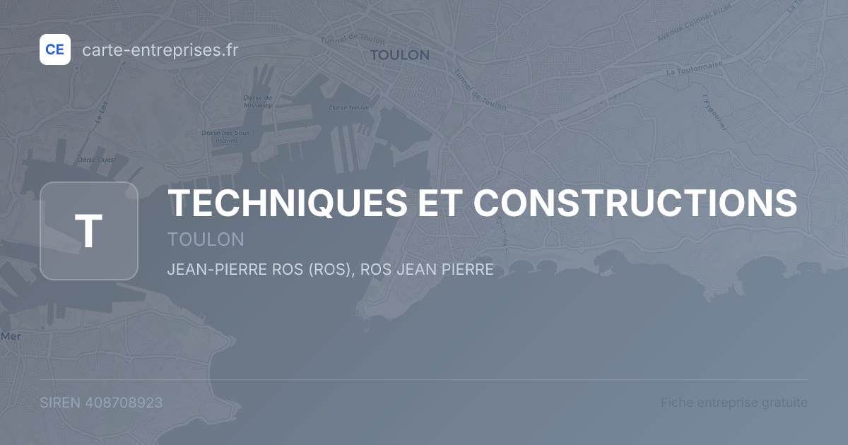 TECHNIQUES ET CONSTRUCTIONS — 408708923 — fiche entreprise