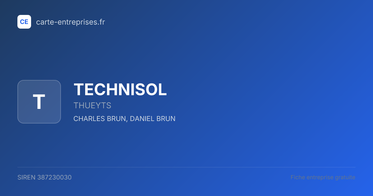 TECHNISOL — 387230030 — fiche entreprise