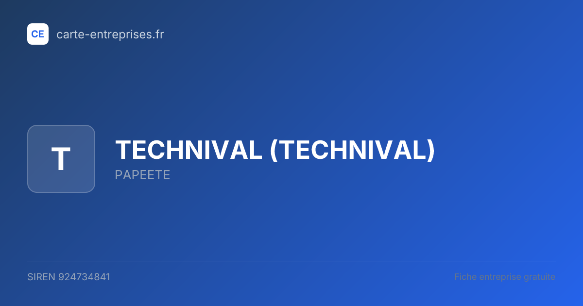 TECHNIVAL — 924734841 — fiche entreprise
