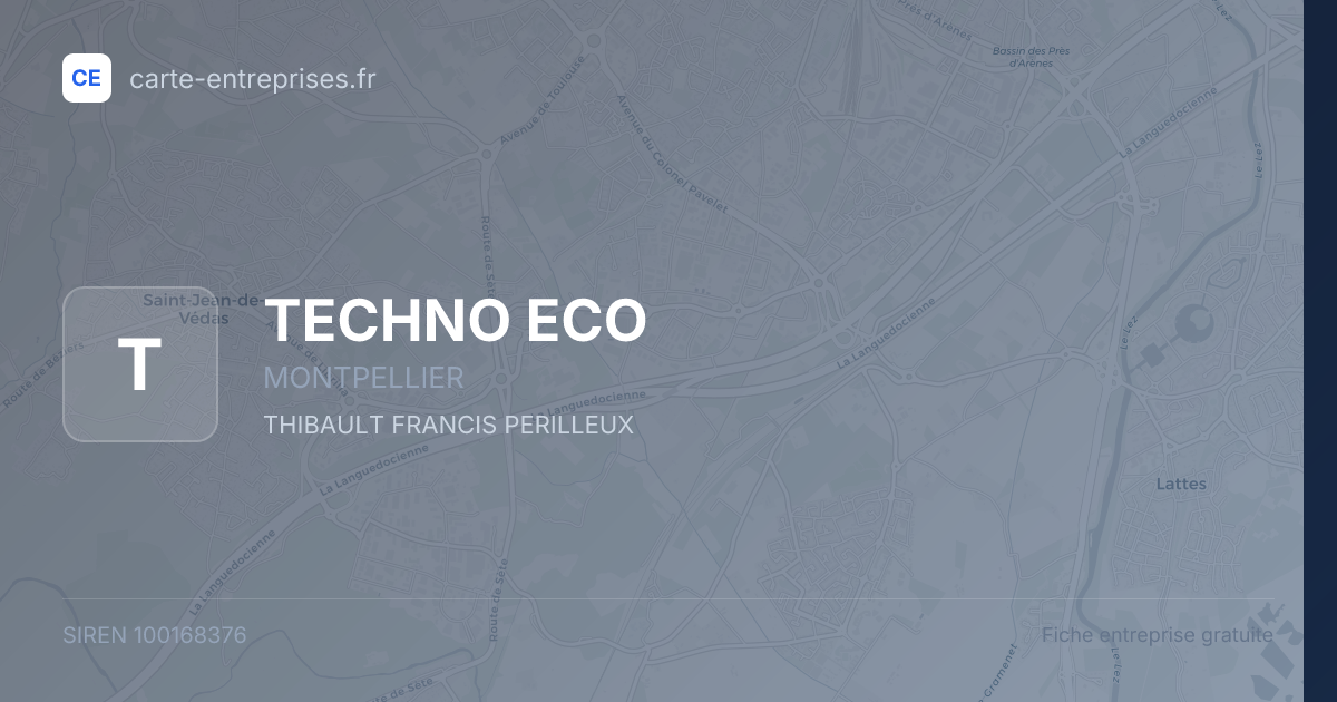 TECHNO ECO — 100168376 — fiche entreprise