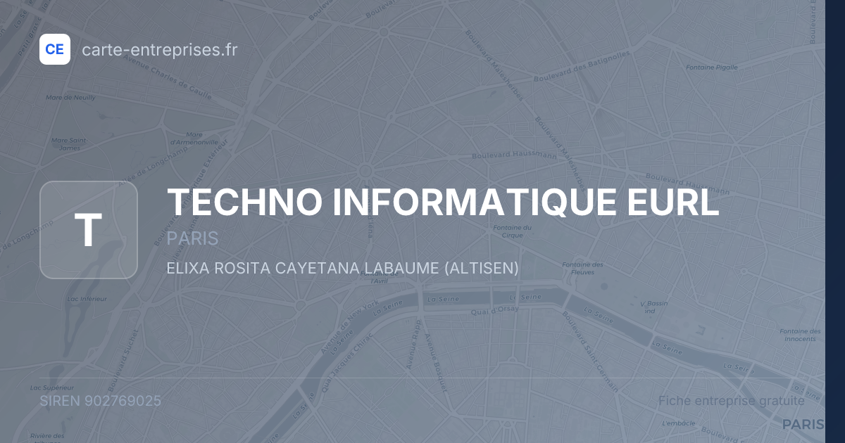 TECHNO INFORMATIQUE EURL — 902769025 — fiche entreprise