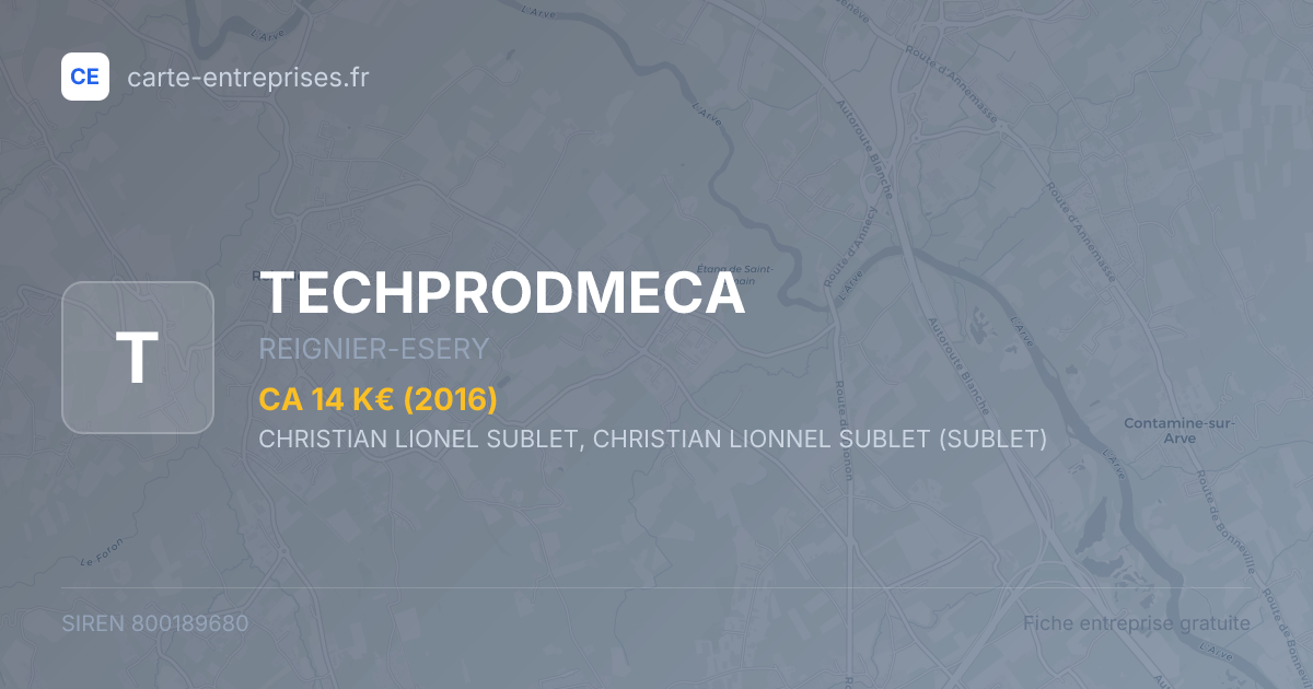 TECHPRODMECA — 800189680 — fiche entreprise