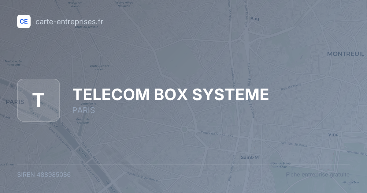 TELECOM BOX SYSTEME — 488985086 — fiche entreprise