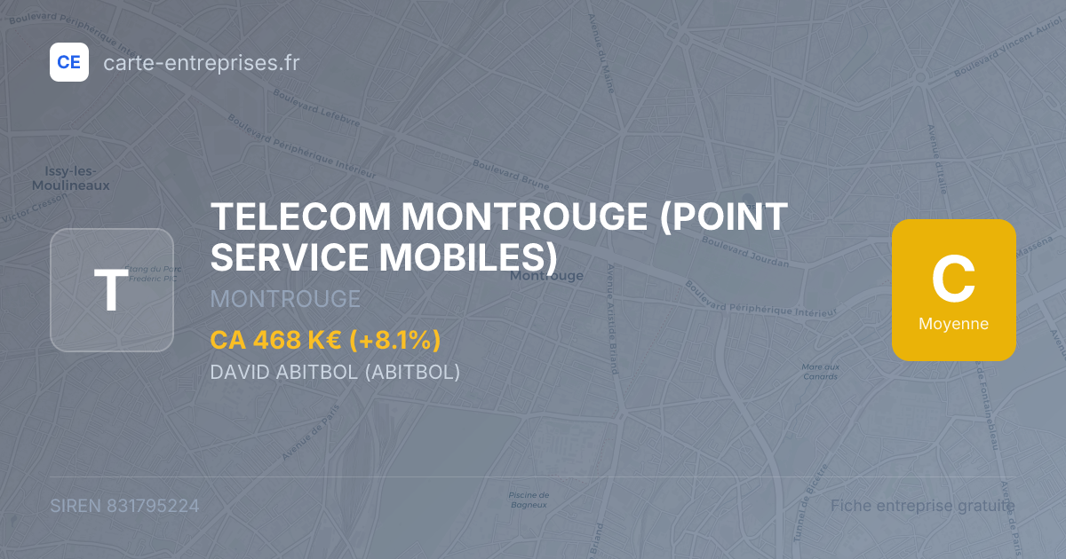 TELECOM MONTROUGE (POINT SERVICE MOBILES) — 831795224 — fiche entreprise