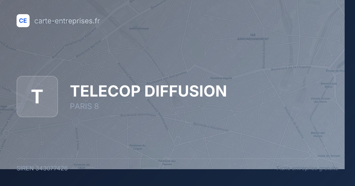 TELECOP DIFFUSION — 343077426 — fiche entreprise