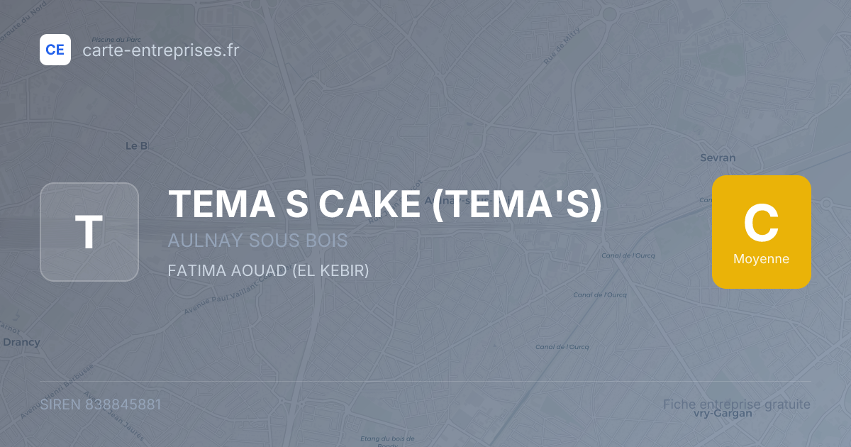 TEMA S CAKE (TEMA'S) — 838845881 — fiche entreprise