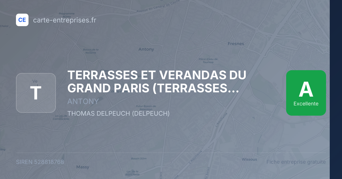 TERRASSES ET VERANDAS DU GRAND PARIS (TERRASSES ET JARDINS DU GRAND PARIS) (TVGP) — 528818768 — fiche entreprise