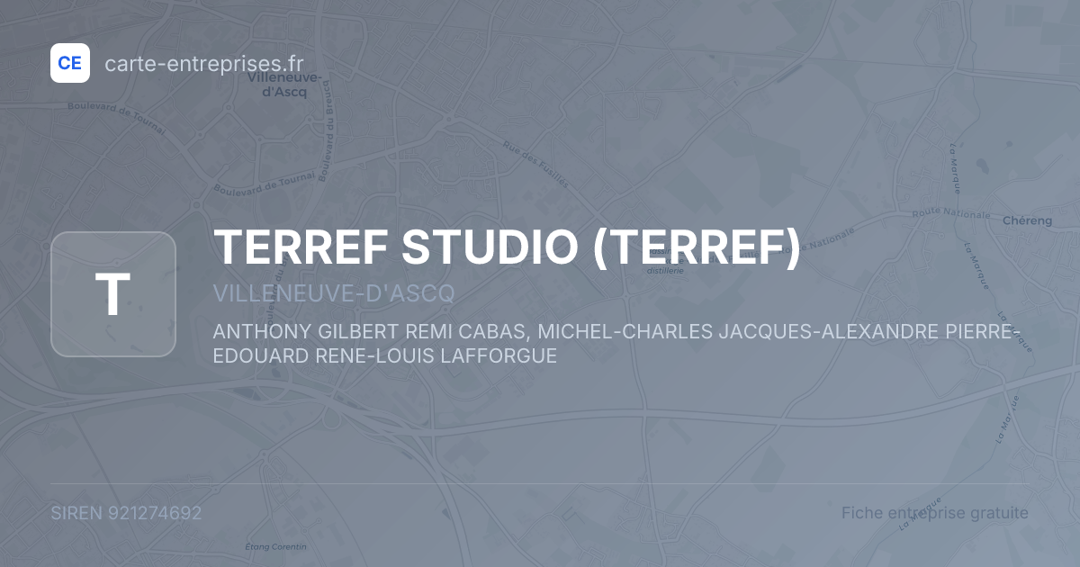 TERREF STUDIO (TERREF) — 921274692 — fiche entreprise