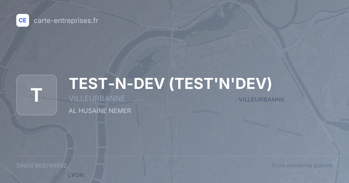 TEST-N-DEV (TEST'N'DEV) — 908784697 — fiche entreprise