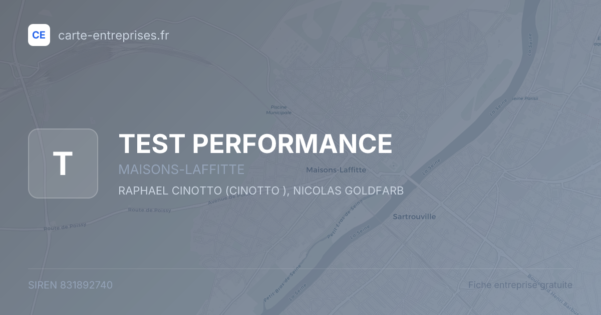 TEST PERFORMANCE — 831892740 — fiche entreprise