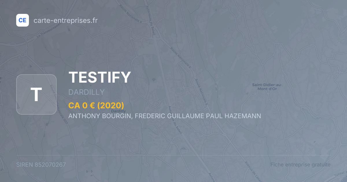 TESTIFY — 852070267 — fiche entreprise