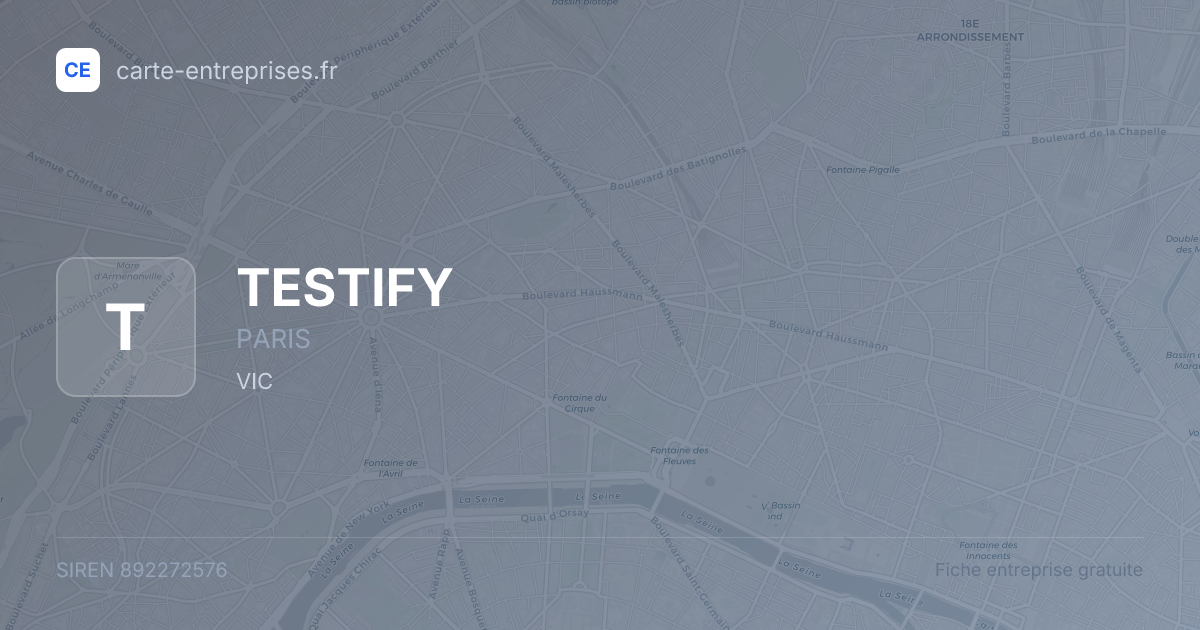 TESTIFY — 892272576 — fiche entreprise