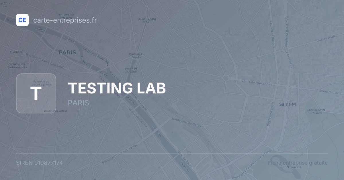 TESTING LAB — 910877174 — fiche entreprise
