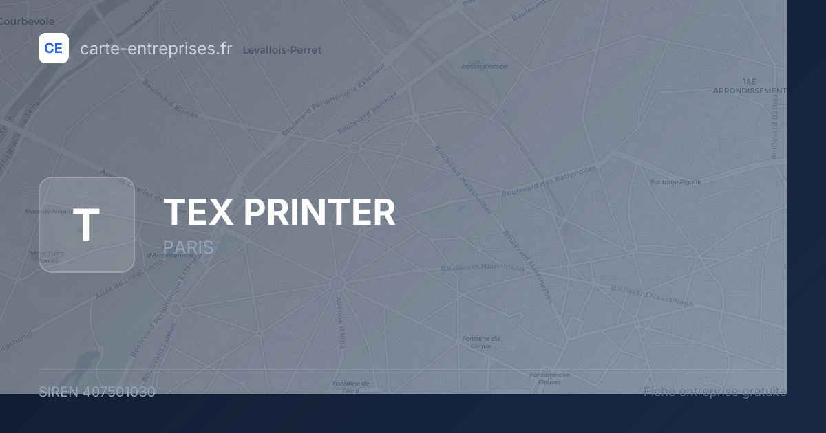 TEX PRINTER — 407501030 — fiche entreprise