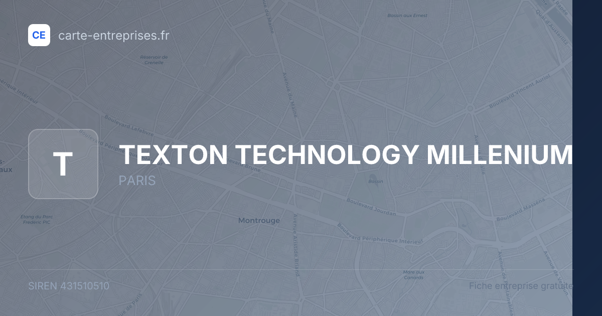 TEXTON TECHNOLOGY MILLENIUM — 431510510 — fiche entreprise