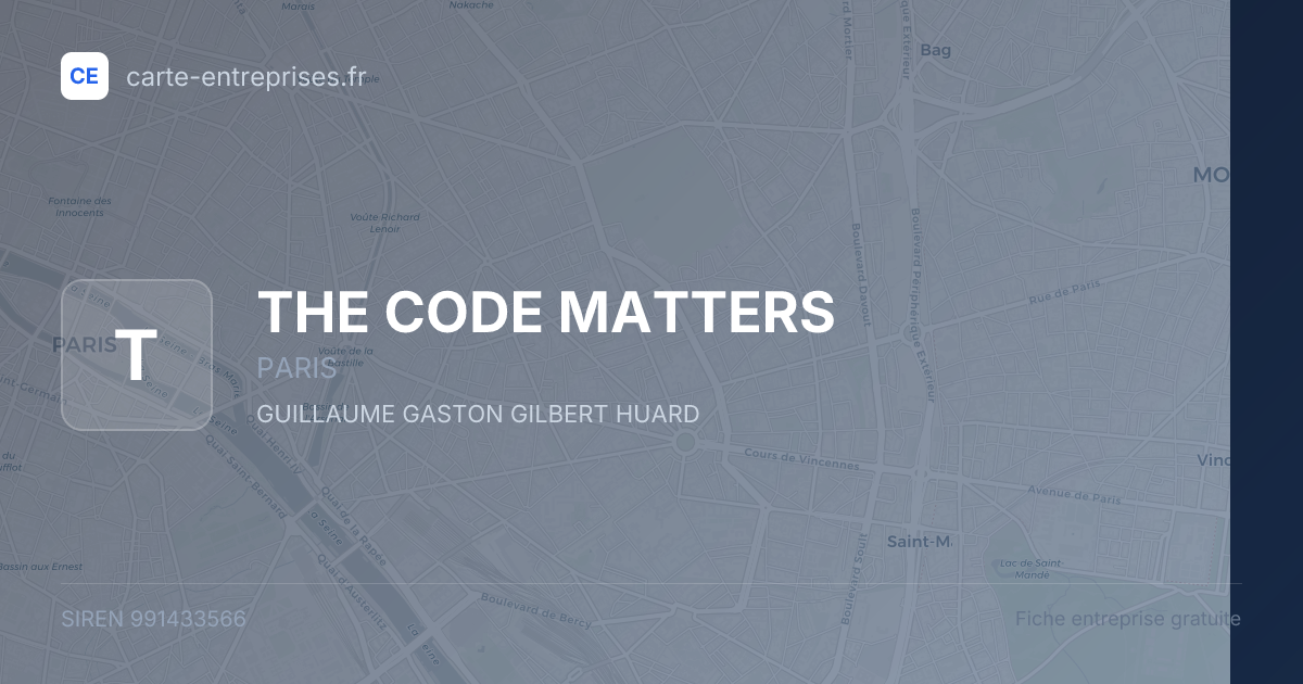 THE CODE MATTERS — 991433566 — fiche entreprise