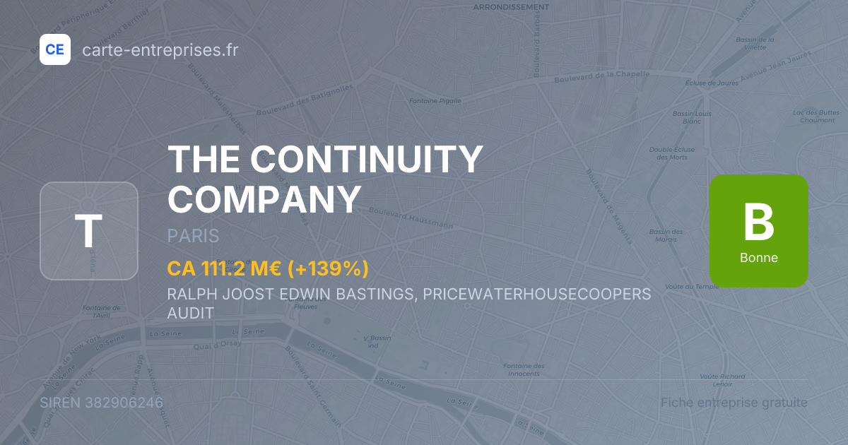 THE CONTINUITY COMPANY — 382906246 — fiche entreprise