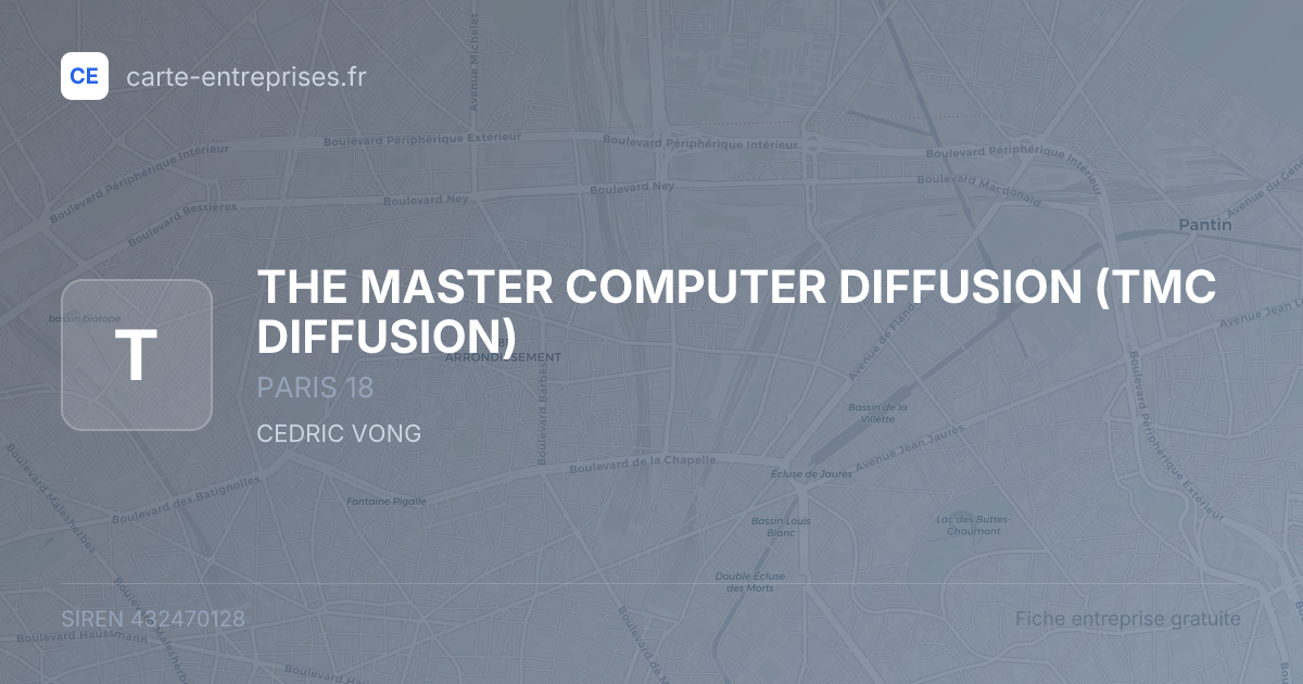 THE MASTER COMPUTER DIFFUSION (TMC DIFFUSION) — 432470128 — fiche entreprise