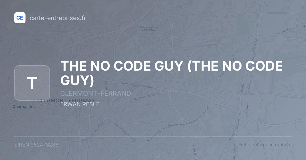 THE NO CODE GUY — 952473288 — fiche entreprise