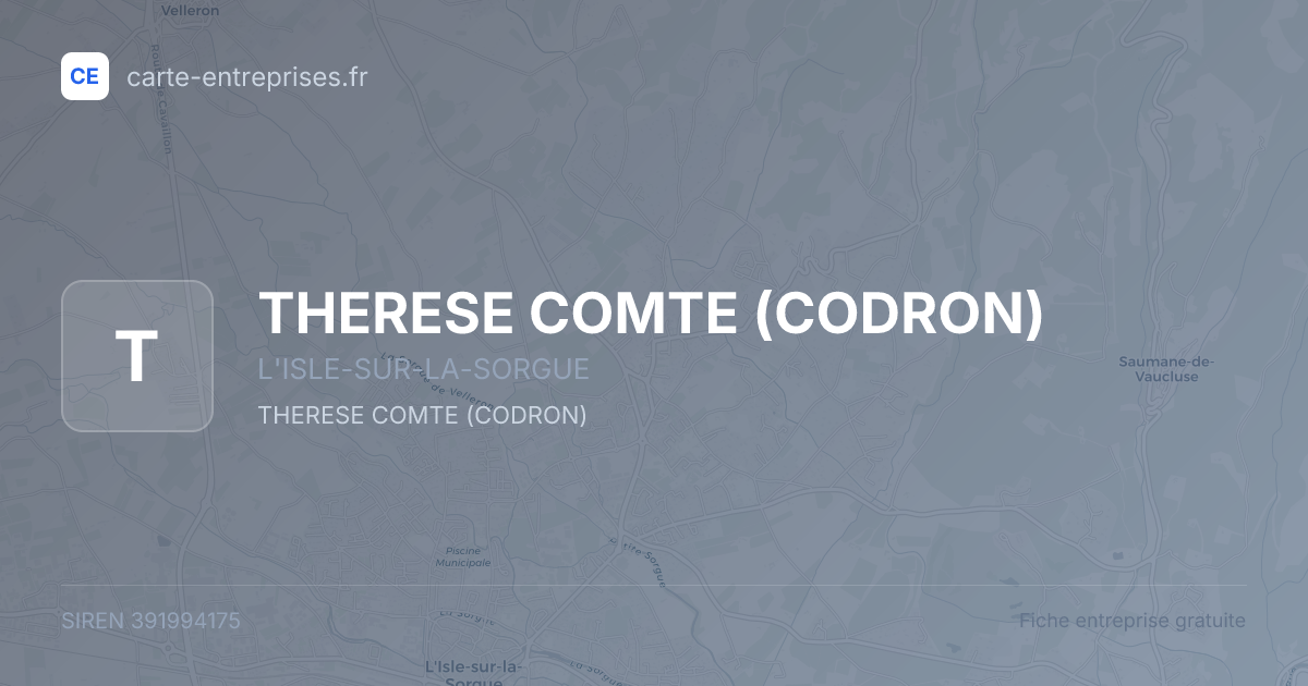 THERESE COMTE (CODRON) — 391994175 — fiche entreprise
