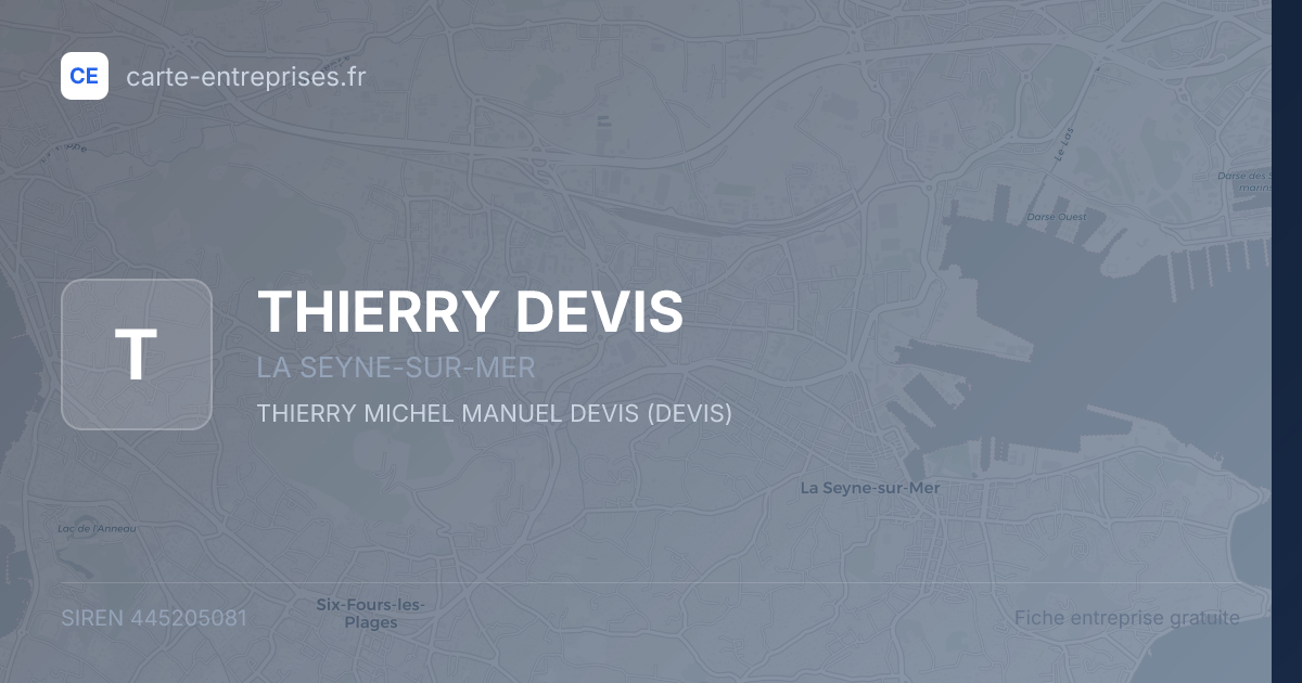 THIERRY DEVIS — 445205081 — fiche entreprise