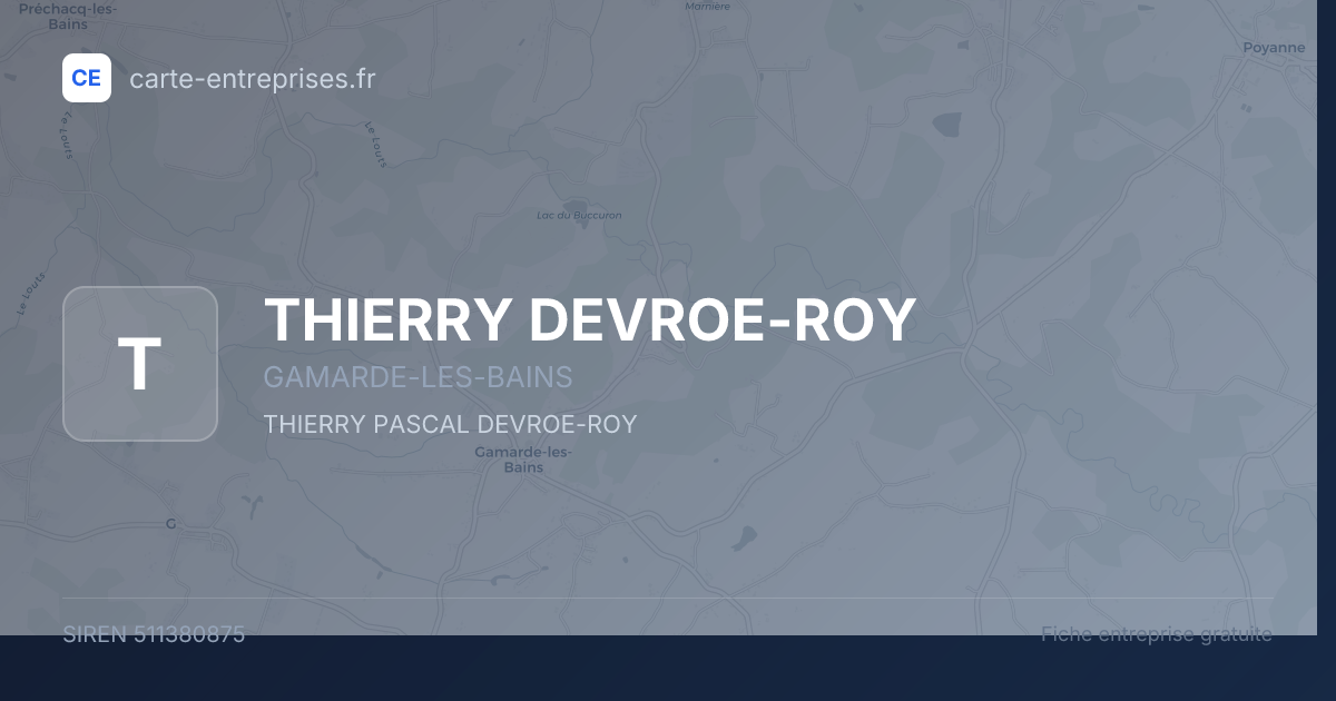 THIERRY DEVROE-ROY — 511380875 — fiche entreprise
